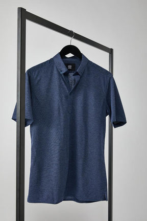 Christian Short Sleeve Polo Top - Denim Cotton Pique