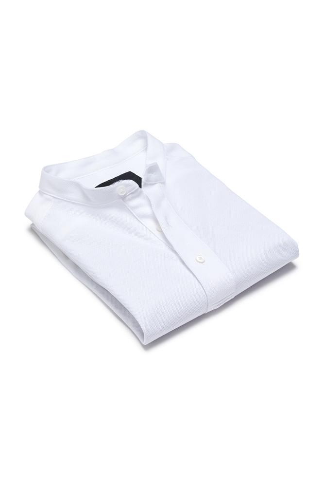 Riccardo Short Sleeve Polo Top - White Cotton Pique