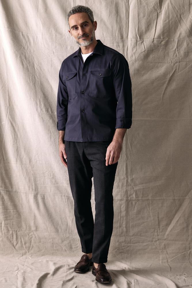 Stevie Overshirt - Charcoal Cotton Twill Stretch