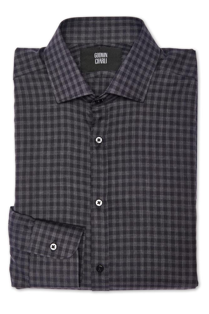 Ronan - Charcoal Check Cotton Casual Shirt