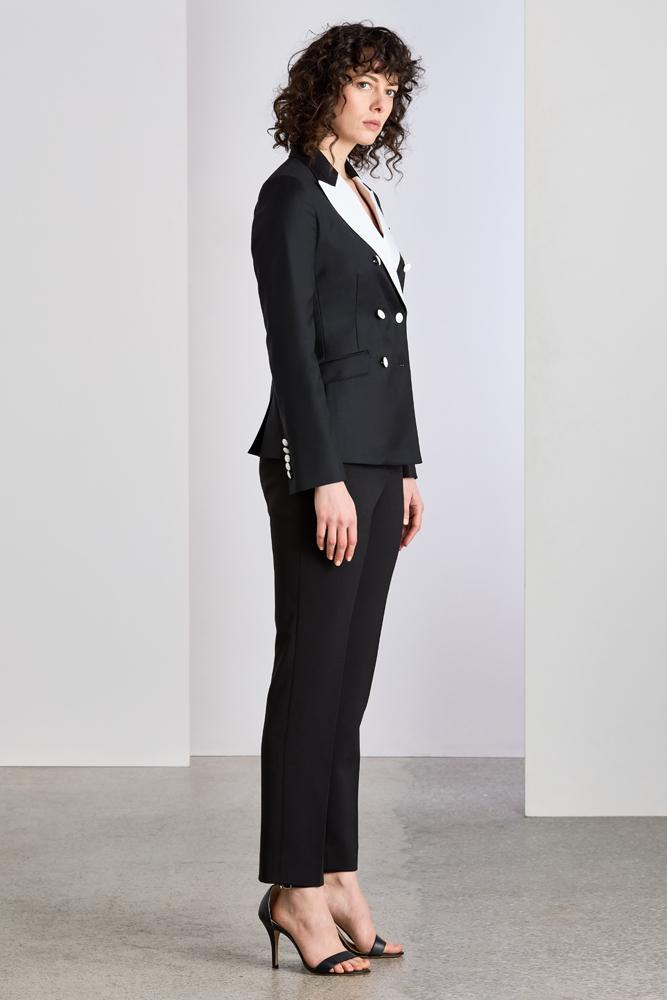 Thea Suit - Black and White Wool Contrast