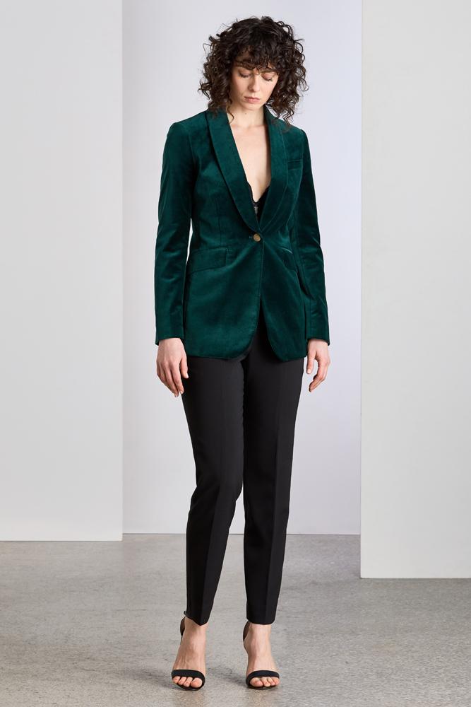 Celine Shawl Jacket - Emerald Green Velvet