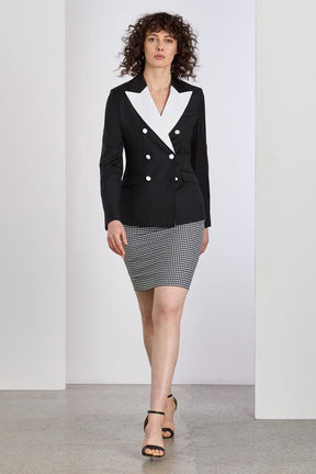 Thea Jacket - Black and White Wool Contrast