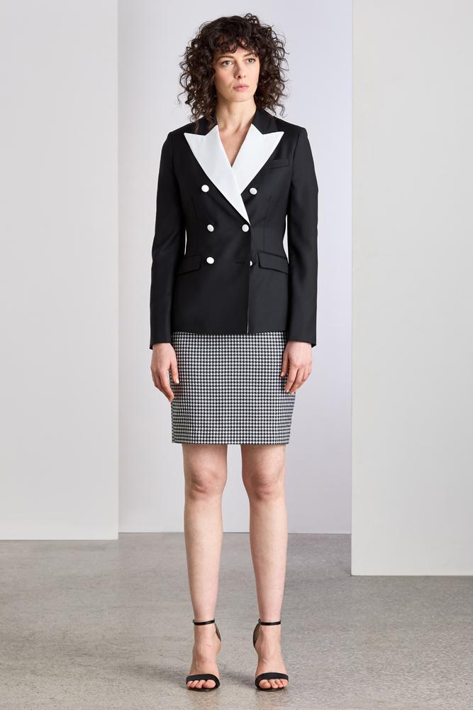Thea Jacket - Black and White Wool Contrast