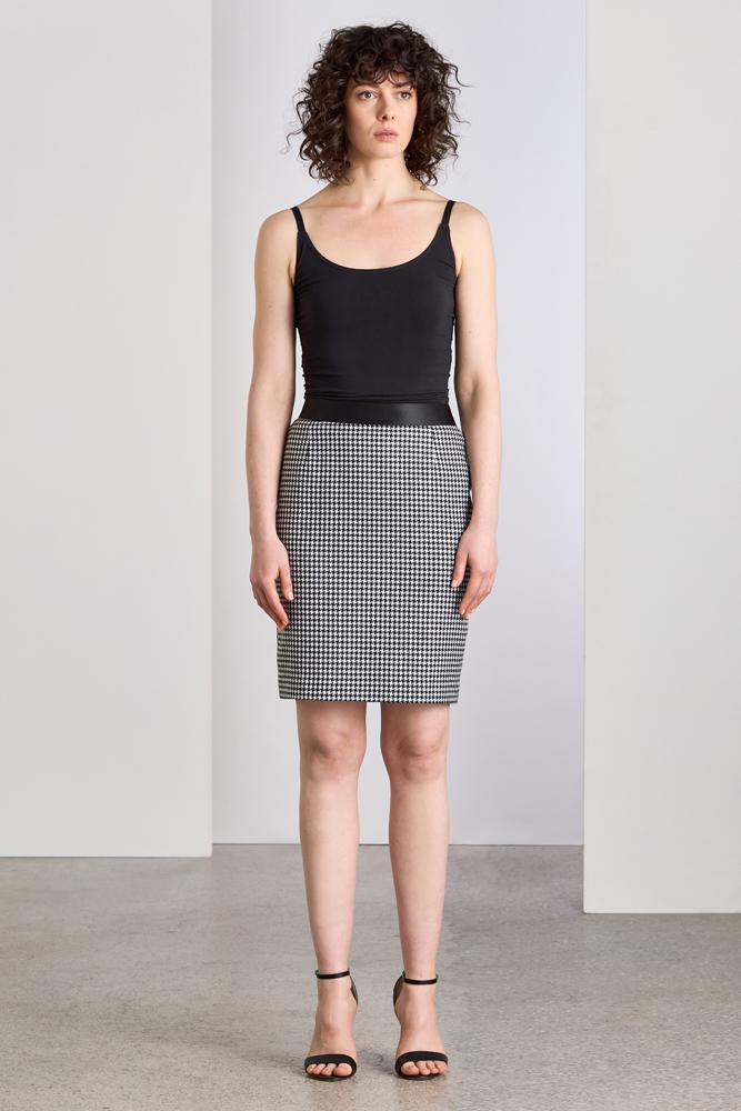 Aria Skirt - Black and White Houndstooth Contrast