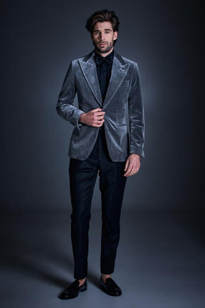 Samuel 11 Evening Jacket - Dark Grey Velvet