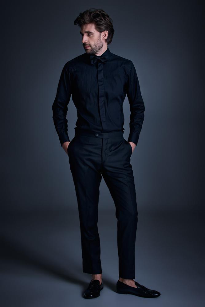 The Regis - Black Contrast Evening Shirt