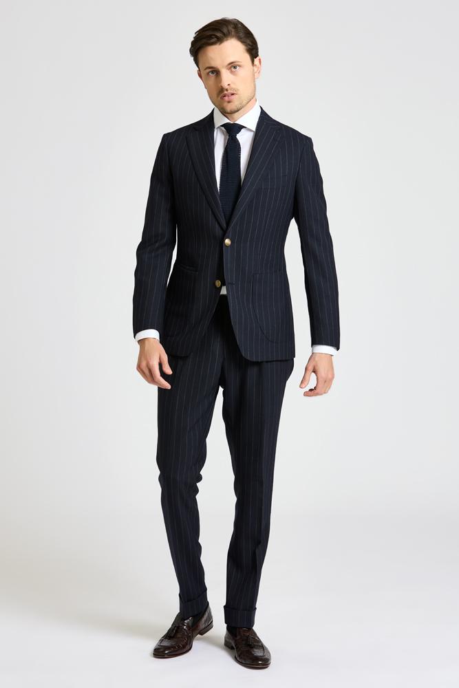 The Liam Suit - Navy Chalk Stripe Tropical Wool