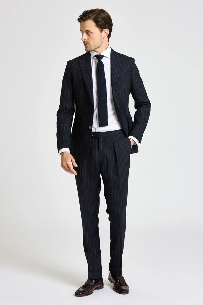 The Liam Suit - Navy Chalk Stripe Tropical Wool