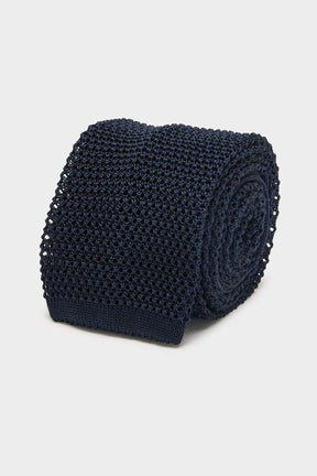 Knitted Tie - Navy Silk