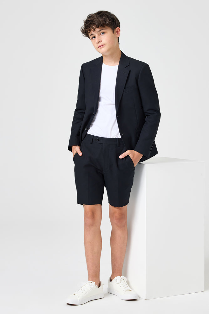 Jimi 2 Piece Shorts Suit - Black Cotton