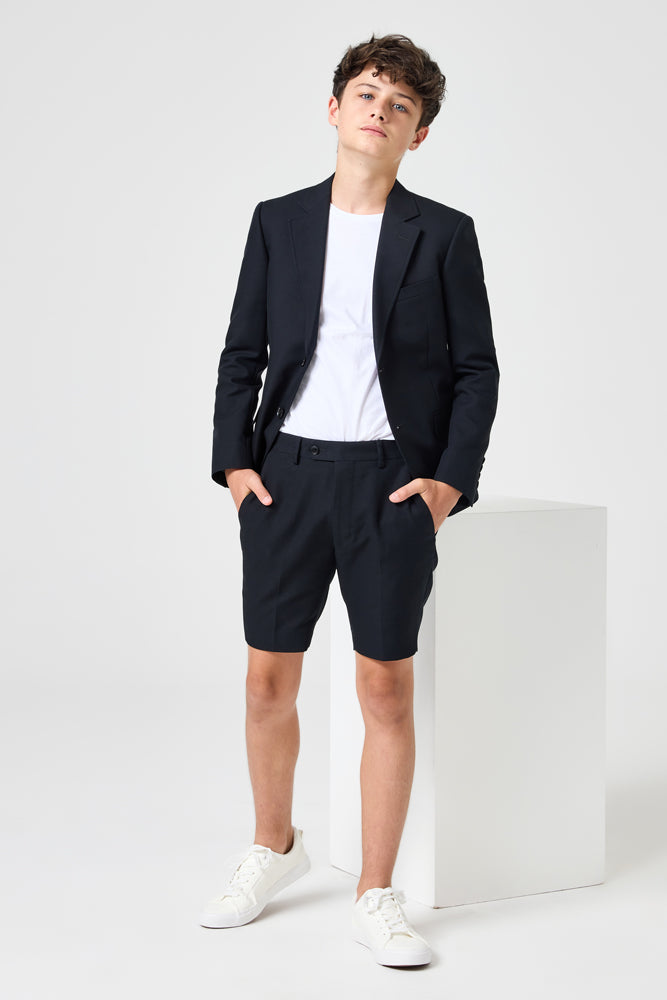 Jimi 2 Piece Shorts Suit - Black Cotton