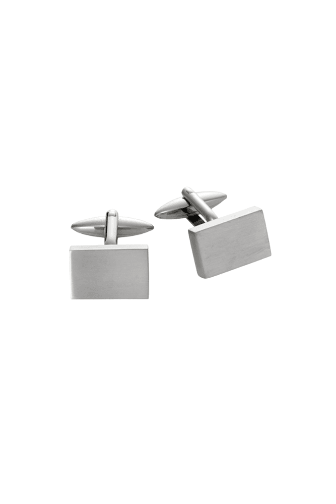 Premium Cufflinks - Rectangle Brushed Stainless Steel (284-71)