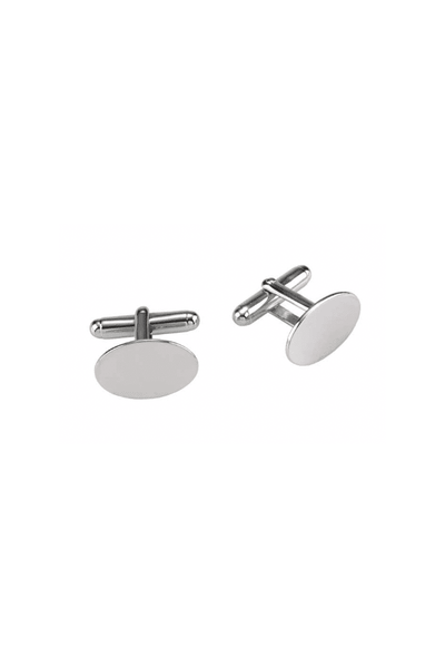 Sterling Large Silver Plain Oval shops Cufflinks