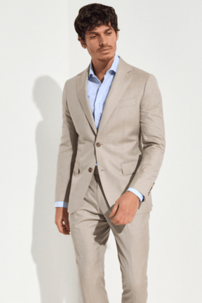Greyson Milan Suit - Sand s130 Wool
