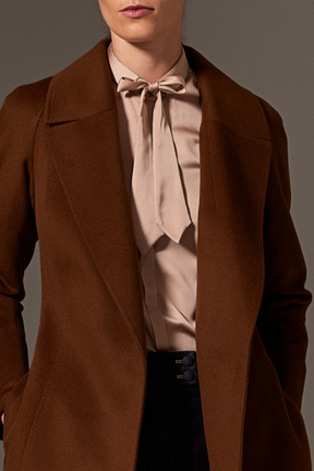 Madison (Mid) Wrap Coat - Dark Tan Wool