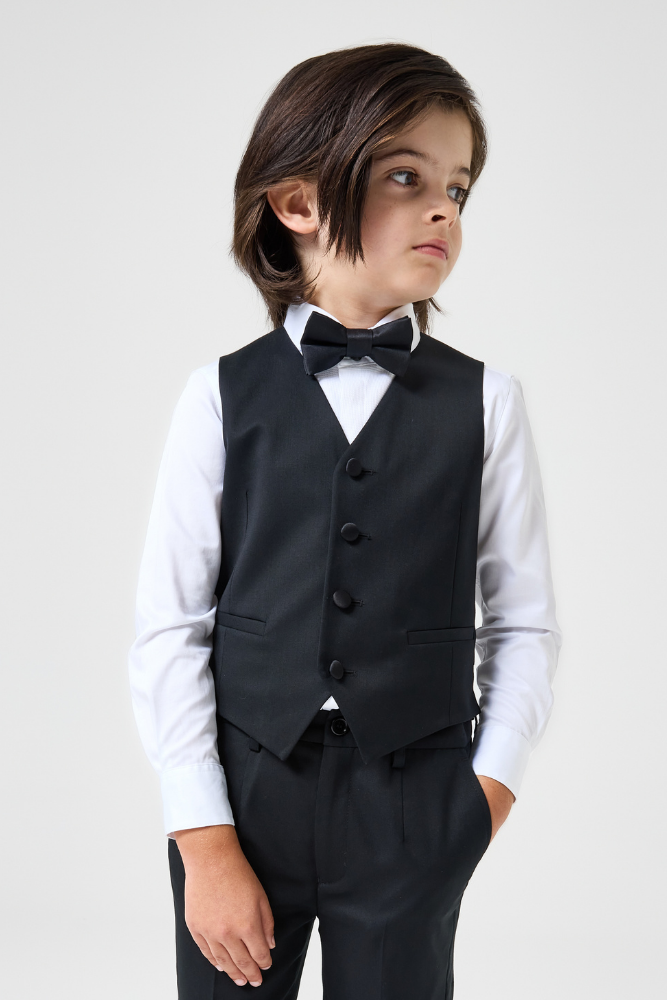 George 4 Button Vest - Black Tuxedo