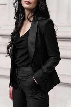 Celine Shawl Tuxedo Jacket - Black
