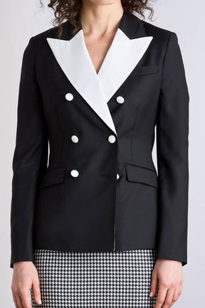 Thea Suit - Black and White Wool Contrast