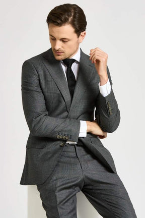 Greyson Suit - Grey POW with Brown Window Check