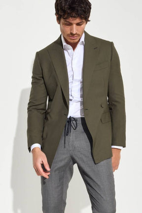 Austin Double Breasted Jacket - Olive Wool
