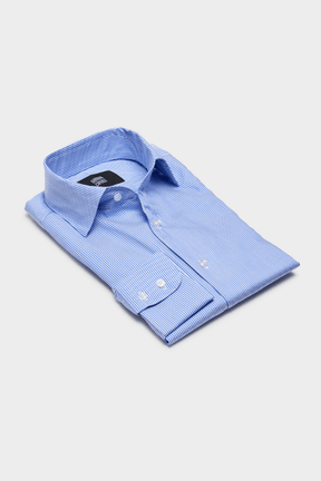 Cooper Shirt  - Medium Blue Stripe Cotton