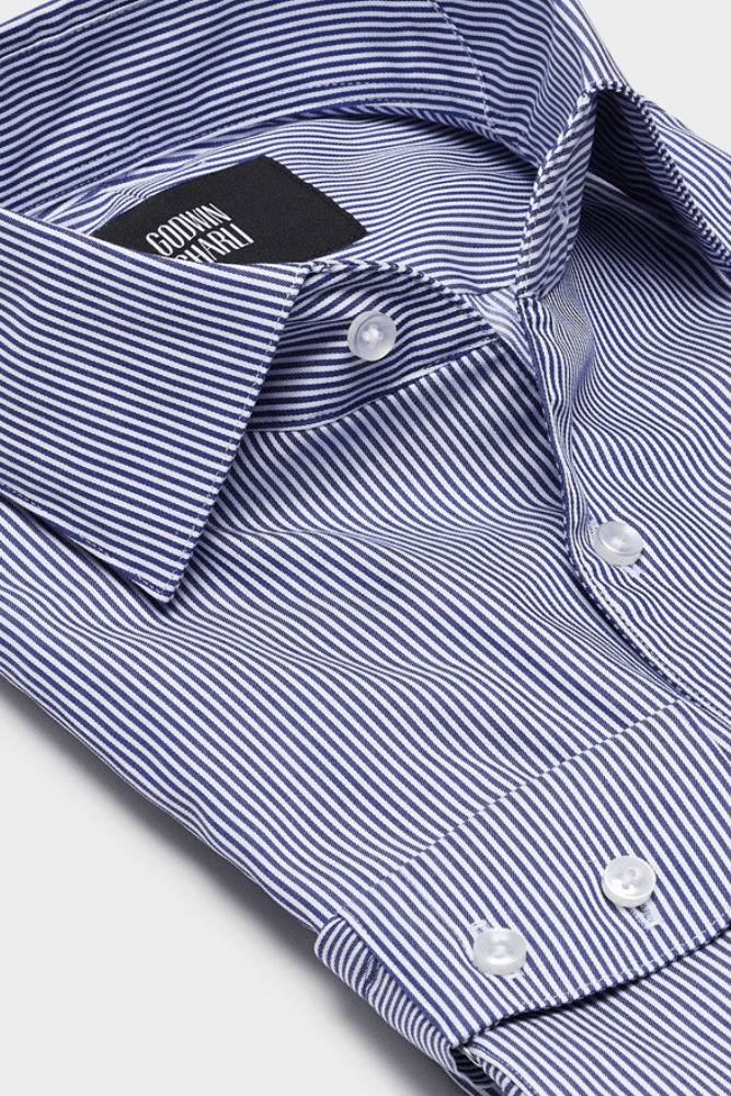 Cooper Shirt  - Navy and White Stripe Cotton