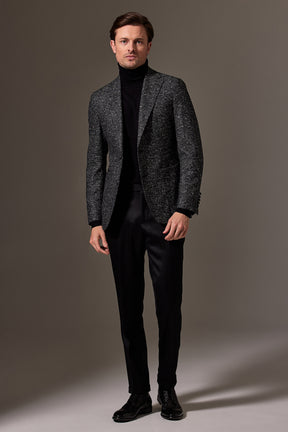 Liam Sports Jacket - Black and White Tweed