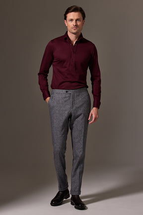 Magnus Long Sleeve Polo Shirt - Burgundy Merino Wool Magnus Long Sleeve Polo Shirt - Burgundy Merino Wool