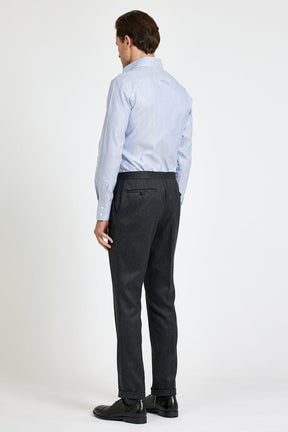 Cooper Super Lux Shirt - Navy and White Thick Stripe Twill Cotton