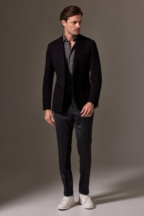 Liam Sports Jacket - Black Wool Jersey