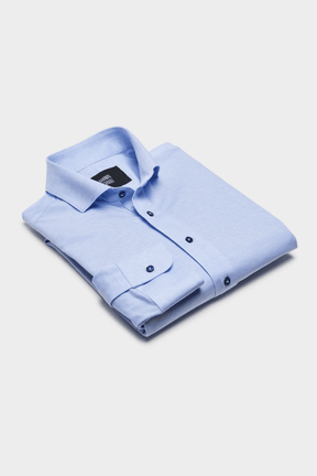 Magnus Long Sleeve Polo Shirt - Lt Blue Cotton Pique