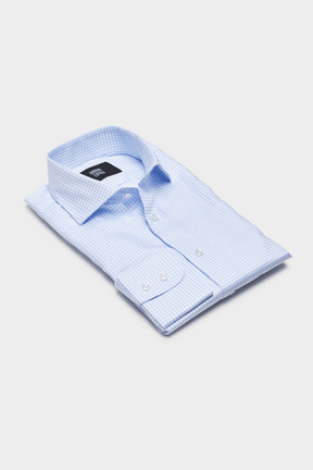 Pilot (BC) Shirt - Lt Blue Fine Check Cotton