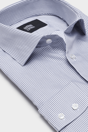 Pilot (BC) Shirt - Silver Micro Stripe Cotton