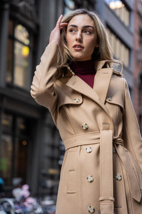 Martina (Mid) Trench Coat - Camel Wool