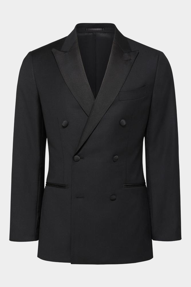 Alec Double Breasted Tuxedo - Black Wool