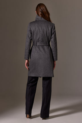 Guilia Wrap Coat - Grey Marle Wool