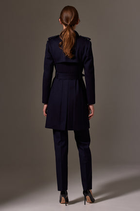 Martina (Mid) Trench Coat - Navy Wool
