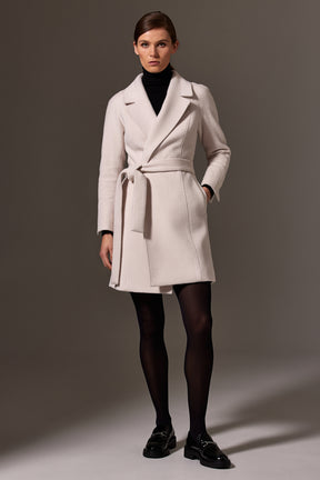 Madison (Mid) Wrap Coat - Winter White Wool