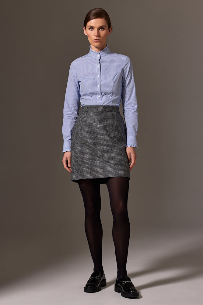 Paris Skirt - Grey Blue Tweed