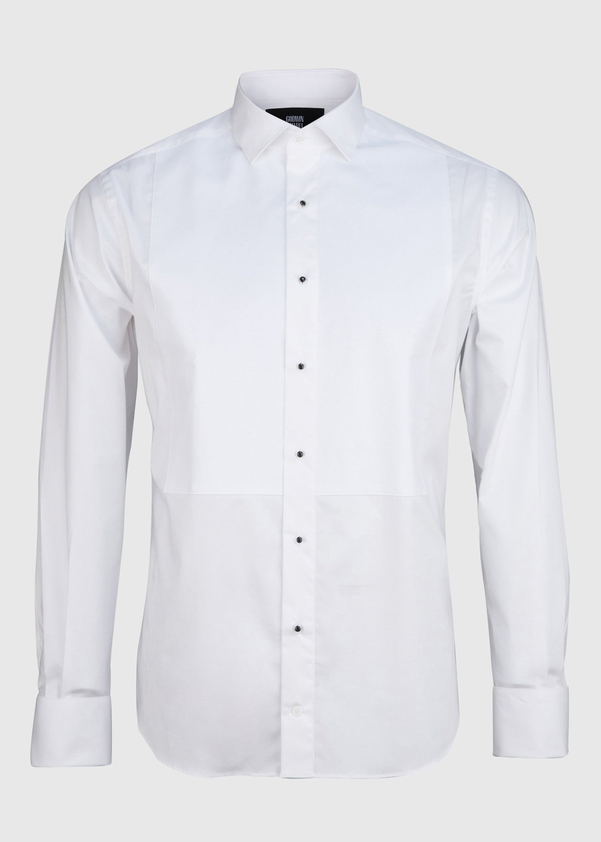 Bastien Dinner Shirt - White Poplin Cotton (Pique Bib Front)