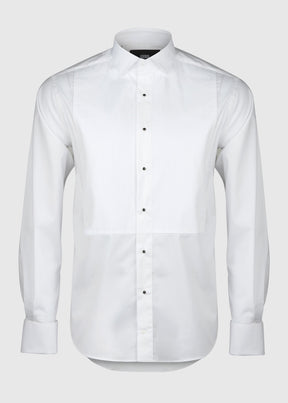 Bastien Dinner Shirt - Pleated White Stretch